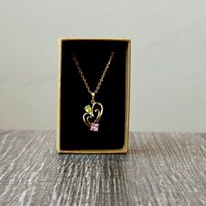Duel heart birthstones necklace